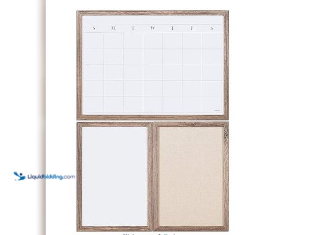 Lot 49-3480486 - U Brands Organization Center Kit, Rustic Wood Frame, Includes Magnetic Dry Erase Calendar, Magnetic ...