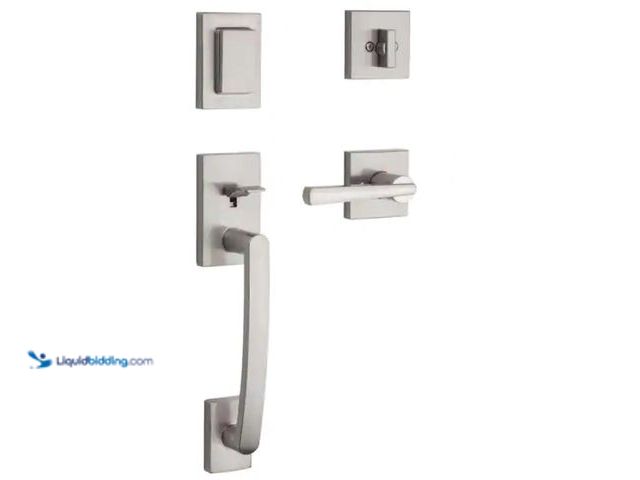 Lot 49-3471566 - Baldwin Prestige Spyglass Single Cylinder Satin Nickel Door Handle set with Square Spyglass Door Han...