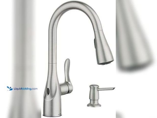 Lot 49-5460545 - Moen Arlo Spot Resist Stainless Single Handle Pull-down Kitchen Faucet with Sprayer (Deck Plate and ...