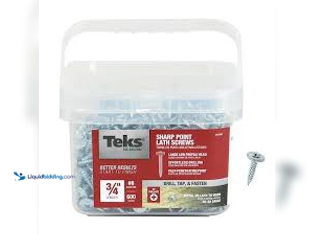 Lot 49-5459891 - Teks 8 x 3/4 in. Phillips Truss Head Sharp Point Lath Screws (600-Pack). Model # 21506. Unused