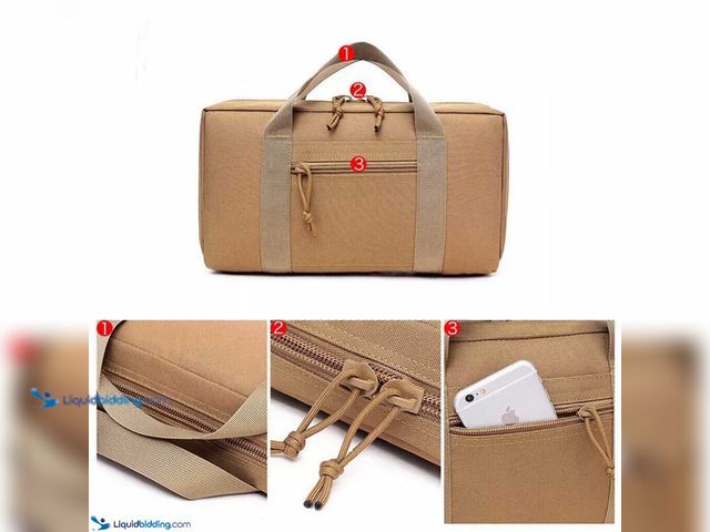Lot 49-5388273 - Tactical Handgun Carrying Pouch Bag 13"W&nbsp; x 7.08"T x 2.75"D Tan - NEW - High quality Nylon Cons...