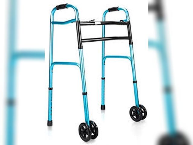 Lot 49-5488409 - Oasisspace Heavy Duty Folding Walker, Bariatric Walker with 5” Wheels for Seniors Wide Walker Suppor...