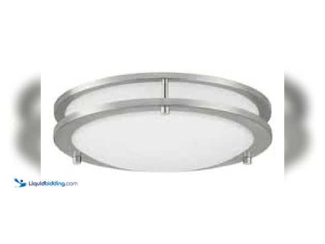 Lot 49-5415304 - Hampton Bay Flaxmere 12 in. Modern Brushed Nickel 3 CCT Integrated LED Flush Mount for Kitchens or B...