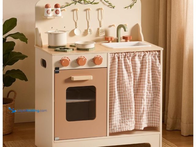 Lot 49-3431900 - ROBOTIME Kids Play Kitchen Set - Rustic Wooden Kitchen Sets, Pretend Play Kitchen with Leaf Light St...