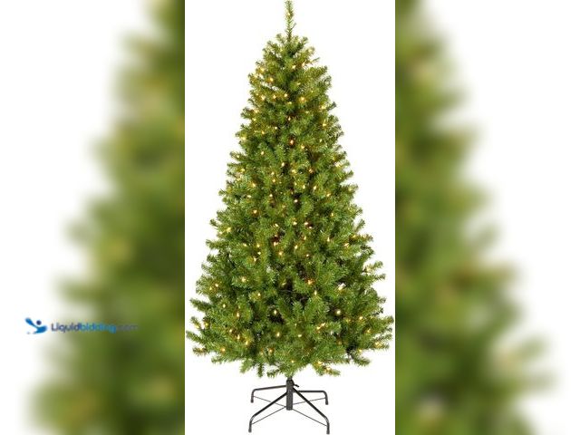 Lot 49-5553616 - National Tree Company 6ft Pre-Lit North Valley Spruce Christmas Tree | 300 Clear Lights, 800 Branch ...