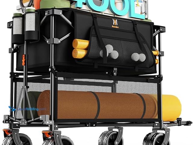 Lot 49-1518560 - Navatiee 400L Double Decker Wagon Collapsible, 485LB Weight Capacity Heavy Duty Foldable Large Beach...