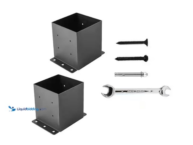 Lot 49-1622469 - Afoxsos Steel Black Heavy Duty 6 x 6 Post Base Brackets for Deck Porch Railing Fence Pergola Support...