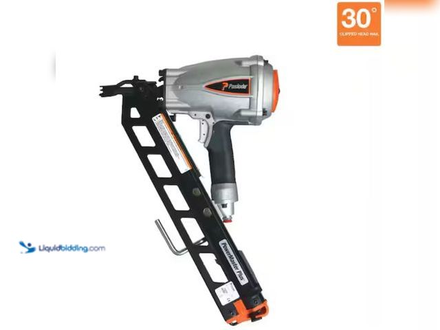 Lot 49-1631263 - Paslode Pneumatic 3-1/2 in. 30 degree Air Corded PowerMaster Plus Clipped-Head Framing Nailer, Model...