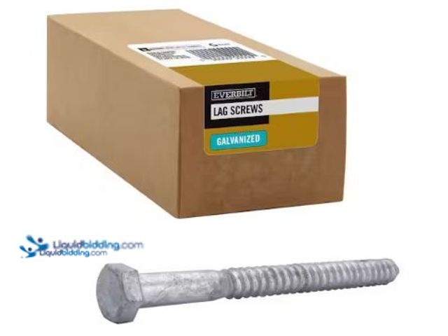 Lot 49-5575103 - Everbilt 1/2 in. x 6 in. Hex Galvanized Lag Screw (25-Pack), Model # 803990, Unused.