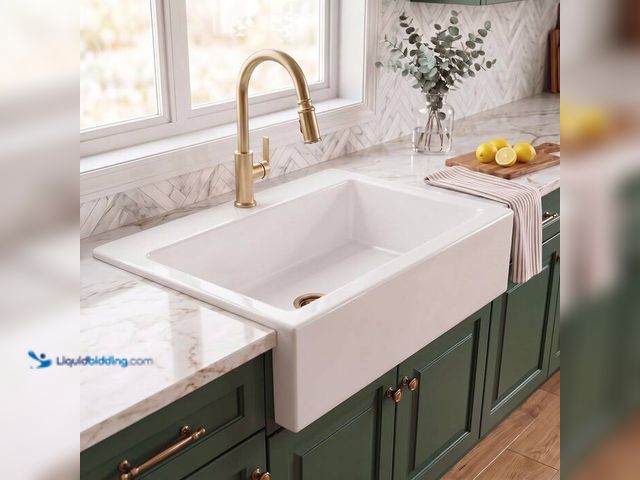 Lot 49-2024635 - SINKOLOGY Parker 34 in. 1-Hole Quick-Fit Farmhouse/Apron-Front Drop-In Single Bowl Crisp White Firec...