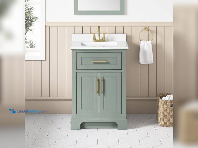 Lot 49-5472592 - Home Decorators Collection
Doveton 24 in. Single Sink Sage Green Bath Vanity with White Engineered ...