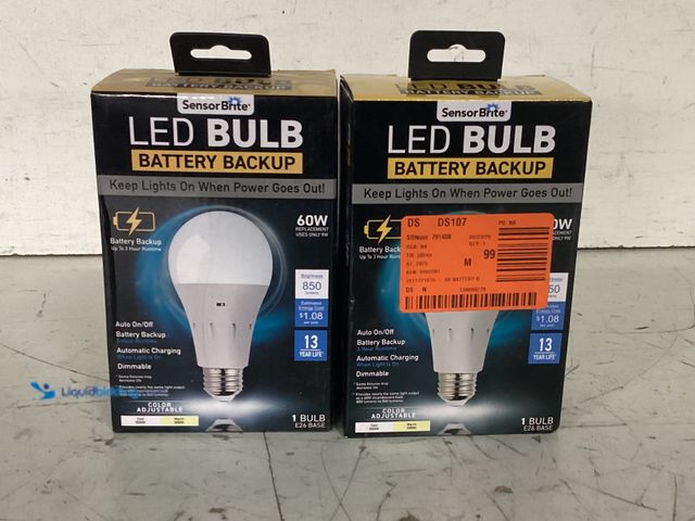 Lot 49-3617659 - Sensor Brite Set of (2) 60-Watt A15 Soft White LED Light Bulb with Backup Battery - New SKU # 101172...