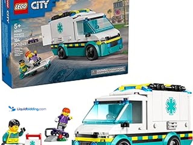 Lot 49-5445317 - LEGO City Emergency Ambulance and Snowboarder Toy Vehicle Playset for Kids, Boarder and Paramedic Mi...