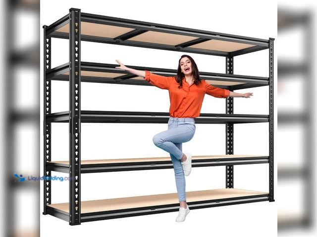 Lot 49-3480429 - Reibii 48" W Garage Storage Shelves, 3000lbs Heavy Duty Steel Shelving Racks, Adjustable Metal Racks...