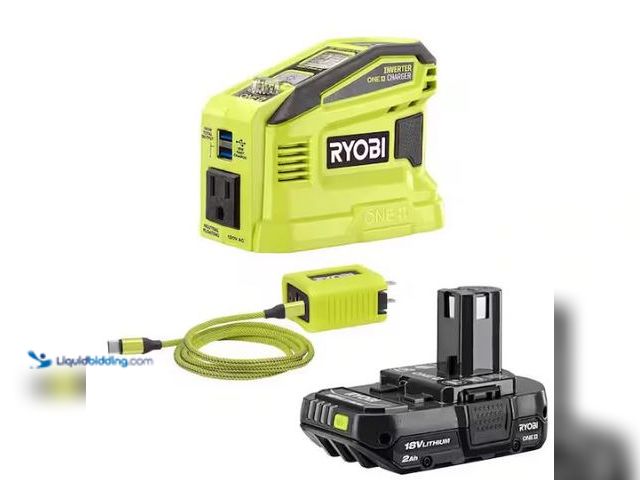 Lot 49-1549214 - RYOBI 18V ONE+ 150-Watt Portable Battery Inverter Power Source and Charger for 18V ONE+ Batteries wi...