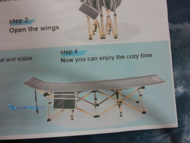 Lot 49-1555646 - Camping Cott with Pad, Portable Folding Outdoor Bed, Grey Cott with Blue Pad, Unused.  Ref#BULK1126