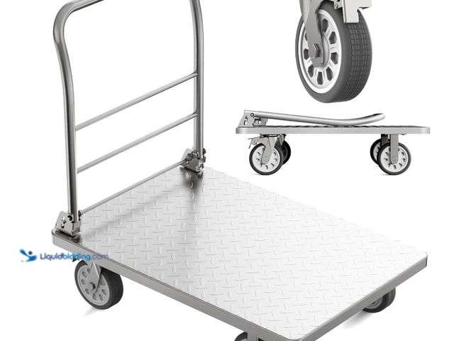 Lot 49-1516899 - Heavy Duty Platform Truck Cart, Flatbed Cart Folding Hand Trucks, 2200lbs, with 6" Swivel Brake Cast...