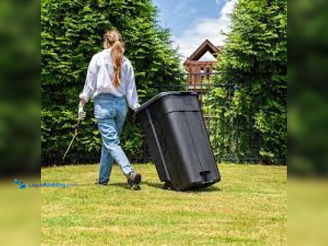 Lot 49-5488211 - HDX 45 gal. Black Heavy Duty Outdoor Trash Can with Wheels . NO Lid. Model # 999-2445W. Unused,  has...