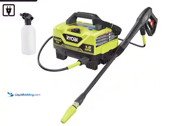 Lot 49-5460918 - RYOBI
1800 PSI 1.2 GPM Cold Water Corded Electric Pressure Washer Internet # 317623149
Model # RY1...