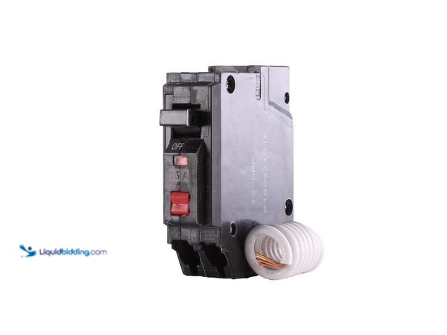 Lot 49-5414062 - GE
15 Amp Single Pole Ground Fault Breaker with Self-Test, unused