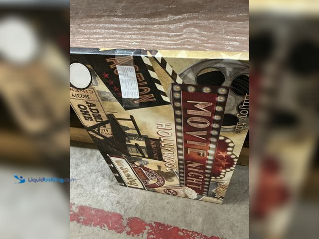 Lot 49-5487007 - Hollywood Movie Night Painting 24"x36" (canvase loose and slightly bent) Unused