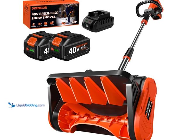 Lot 49-3431564 - 40V Cordless Snow Shovel, 13-Inch | 2 x 40V 4.0A Battery Powered Snow Blower, Powerful Brushless Ele...
