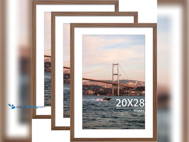Lot 49-5447563 - 20x28 Picture Frame Brown Set of 3, Display Pictures 16x24 with Mat or 20 x 28 Without Mat, Poster F...