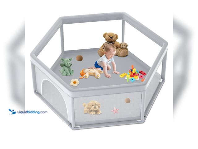 Lot 49-3564605 - 65×65 Inch Hexagonal Baby Playpen, Playpen for Babies and Toddlers, Baby Play Pen Pin Indoor Outdoor...