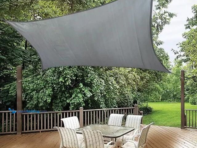 Lot 49-5552583 - Vigoro 12 ft. x 12 ft. Stone Gray Square Shade Outdoor Breathable Privacy Sail. UPC #677599256837. U...