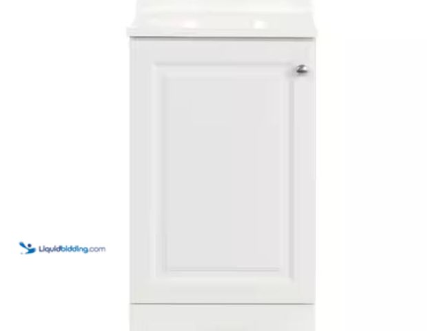 Lot 49-1624453 - Glacier Bay 19 in. Single Sink White Freestanding Bath Vanity with White Cultured Marble Top (Assemb...