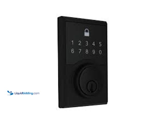 Lot 49-5459442 - Defiant Square Matte Black Compact Touch Electronic Single Cylinder Deadbolt. Model # 32GC8X9D01AHP....