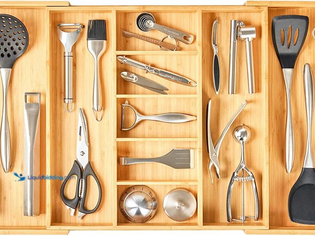 Lot 49-5549754 - Umilife Extra Large Expandable Kitchen Drawer Organizer for Utensil and Junk, 19" Deep for Big Drawe...