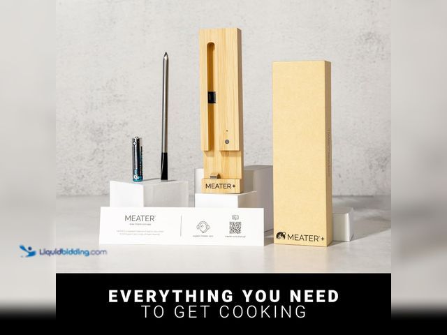 Lot 49-5483492 - MEATER Plus: Smart Bluetooth Wireless Meat Thermometer Digital | BBQ, Grill, Oven, Smoker, Air Fryer...