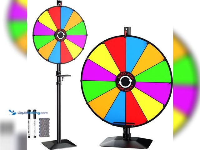 Lot 49-5408648 - 24" Prize Wheel - Dual Use Tabletop or Height Adjustable Floor Stand Heavy Duty Spinner Wheel of For...
