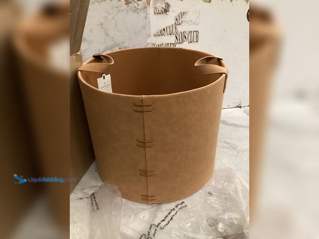 Lot 49-5542674 - Large Faux Leather Storage Bin Camel Brown Hearth And Hand With Magnolia Unused