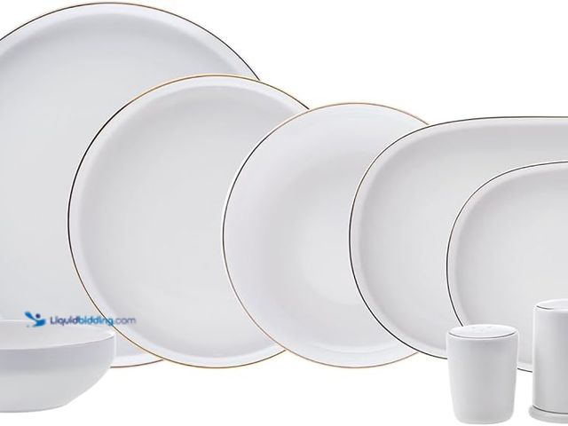 Lot 49-5483275 - Karaca Streamline New Saturn 59-Piece Dinnerware Set for 12 People,New Generation Bone, Dinner Plate...