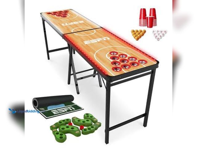 Lot 49-5572146 - ESPN LED Combo Pong Table. Play 3 Ways: Choose from Basketball Pong, Basketball Shootout, or Golf Po...