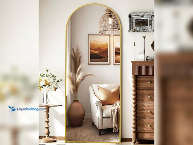 Lot 49-5556015 - 59"x16" Floor Mirror Full Length, Arched Full Length Mirror with Stand, Full Body Mirrors for Bedroo...