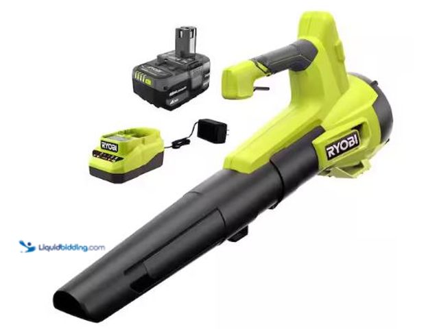 Lot 49-1569611 - RYOBI ONE+ 18V 100 MPH 350 CFM Cordless Battery Variable Speed Jet Fan Leaf Blower with 4.0 Ah Batte...