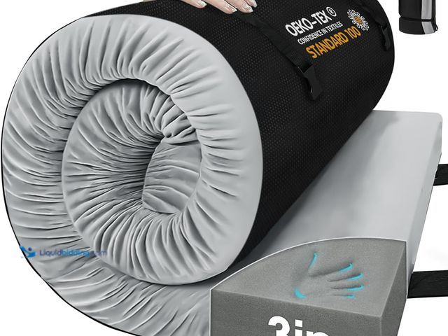 Lot 49-5435389 - CYMULA Memory Foam Camping Mattress Pad,3inch Sleeping Pad for Camping,Non-Slip Bottom Floor Cot Car...
