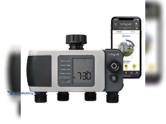 Lot 49-3563732 - B-hyve XD Bluetooth 4-Outlet Hose Watering Timer Sprinkler Timer (dirty) Used