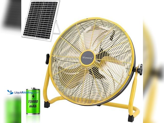 Lot 49-5407733 - 16" Large Solar Rechargeable Floor Fan, 15600 mAh 20W Solar Powered Portable Battery Fan for Home Ou...