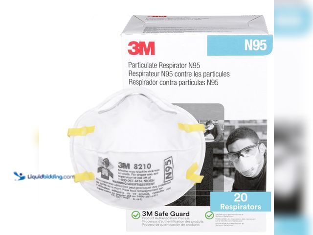 Lot 49-5543694 - QTY 8 - 3M 8210 Particulate Respirator, N95, Pack of 20 Disposable Respirators, NIOSH APPROVED, Two-...