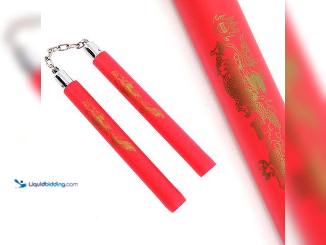Lot 49-5393309 - Red Dragon Foam Padded Nunchaku with Steel Swivel Chain - NEW - Featuring wildly popular foam padded...