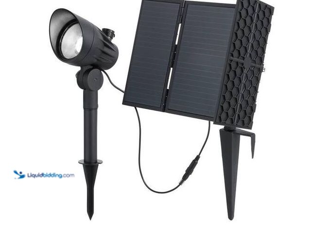 Lot 49-1576525 - Home Decorators Collection 300-600 Lumen Black LED High-Low Metal Weather Resistant Outdoor Solar Sp...