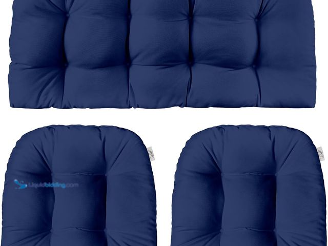 Lot 49-5437414 - 3-Piece Wicker Tufted Cushion Set,  All-Weather Spun Fabric | Water Resistant | Outdoor Loveseat & U...