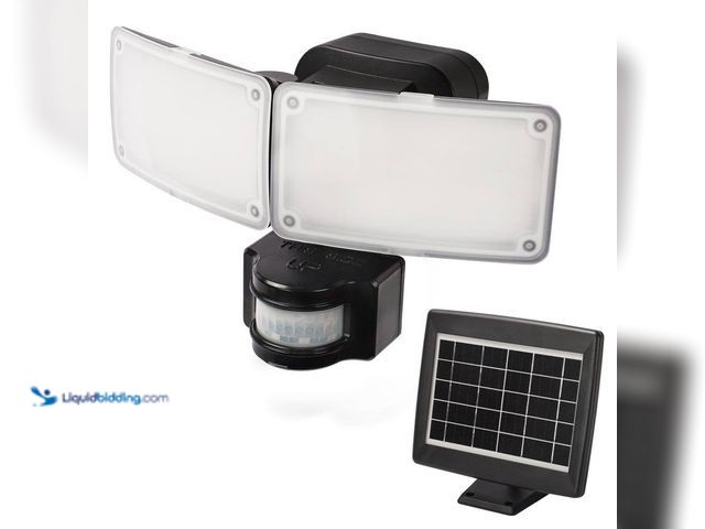 Lot 49-3529083 - Defiant
180° Black Motion Sensor Solar Powered Outdoor 2-Head LED Security Flood Light 1000 Lumens ...