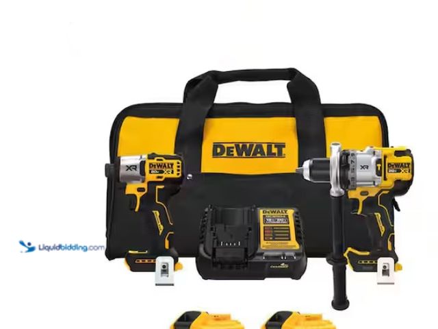 Lot 49-3471621 - DEWALT 20V MAX Lithium-Ion Cordless 2-Tool Combo Kit with (2) 4.0 Ah Batteries, Charger and Kit Bag,...