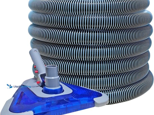 Lot 49-5553067 - Above Ground Pool Vacuum with Hose, 1-1/2 In x 24-Feet | Weighted Triangular Pool Vacuum Head and Ho...