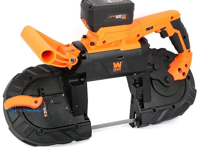 Lot 49-2001223 - WEN 20V Max 5-Inch Variable Speed Cordless Portable Metal Band Saw with 5.0 Ah Lithium Ion Battery a...